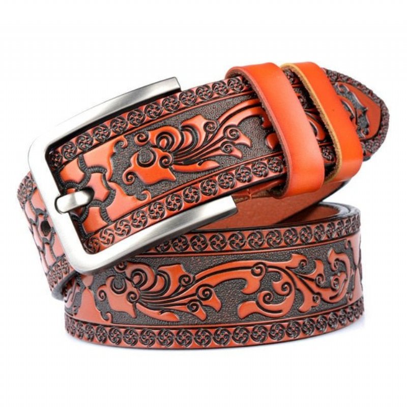 Herenriemen Bloemen Luxe Lederen Riem - Bruin