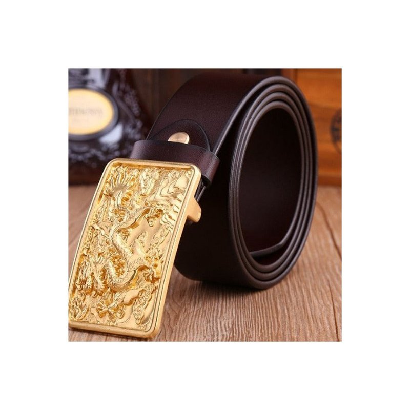 Herenriemen Exotische Gouden Leren Riem - Koffie