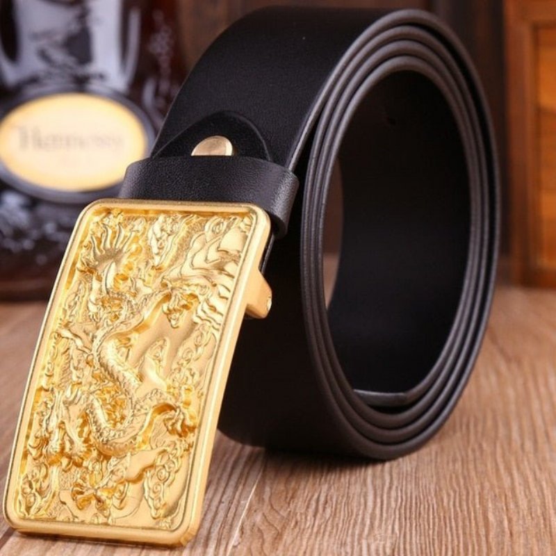 Herenriemen Exotische Gouden Leren Riem - Koffie