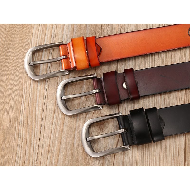 Herenriemen Leren Riem Met Reliëf - Zwart