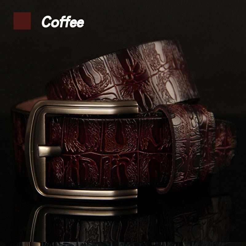 Herenriemen Met Exotische Textuur Leren Riem Pingesp - Koffie