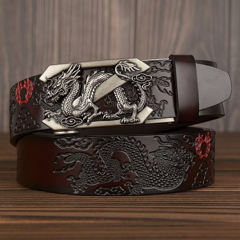 Herenriemen Prachtige Chinese Draak Automatische Riem - Zwart 1