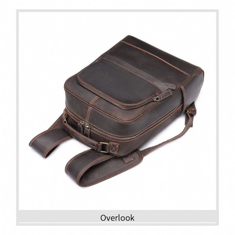 Herenrugzakken Luxe Airtech-laptoprugzak Met Ritssluiting - Koffie