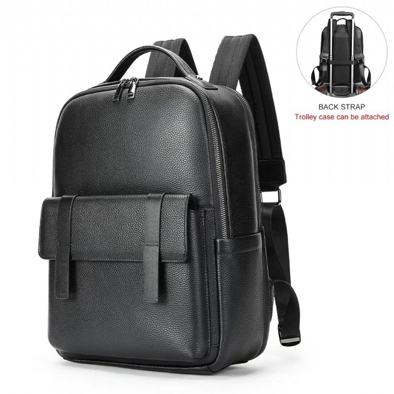 Herenrugzakken Metropolitan Sleek Lederen Draagtas - Zwart