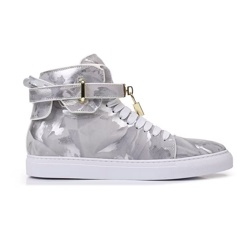 Herensneakers Graffiti Elite Rundleer Hoge Kicks - Grijs
