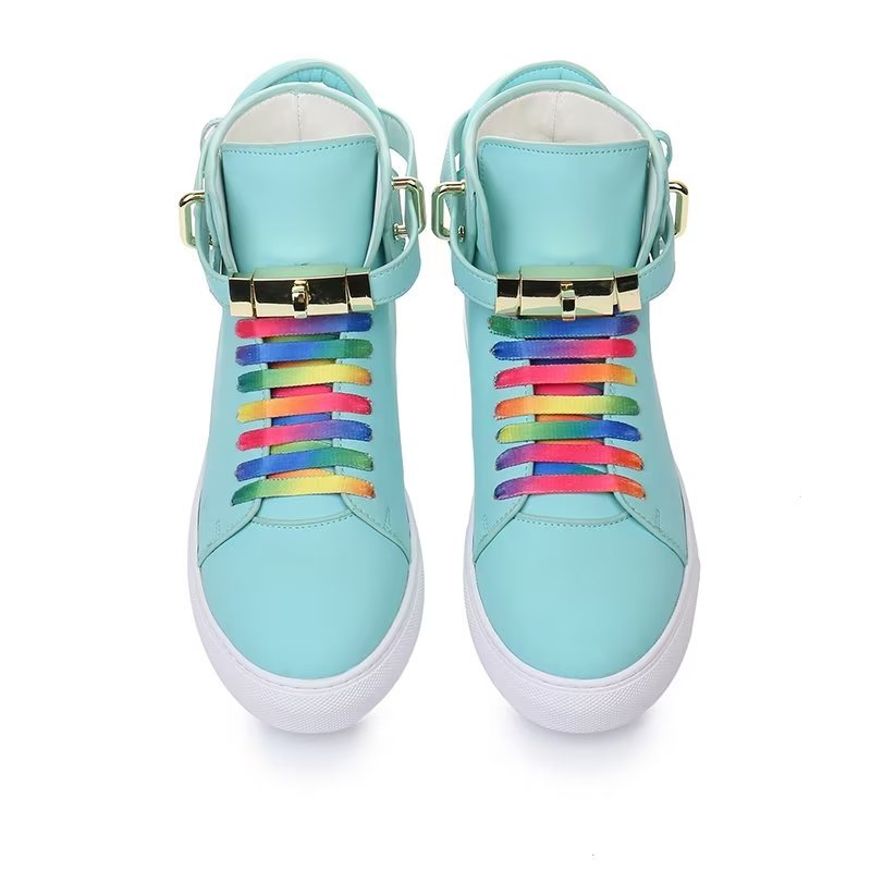 Herensneakers Hoge Sneakers Met Metalen Glamour - Blauw