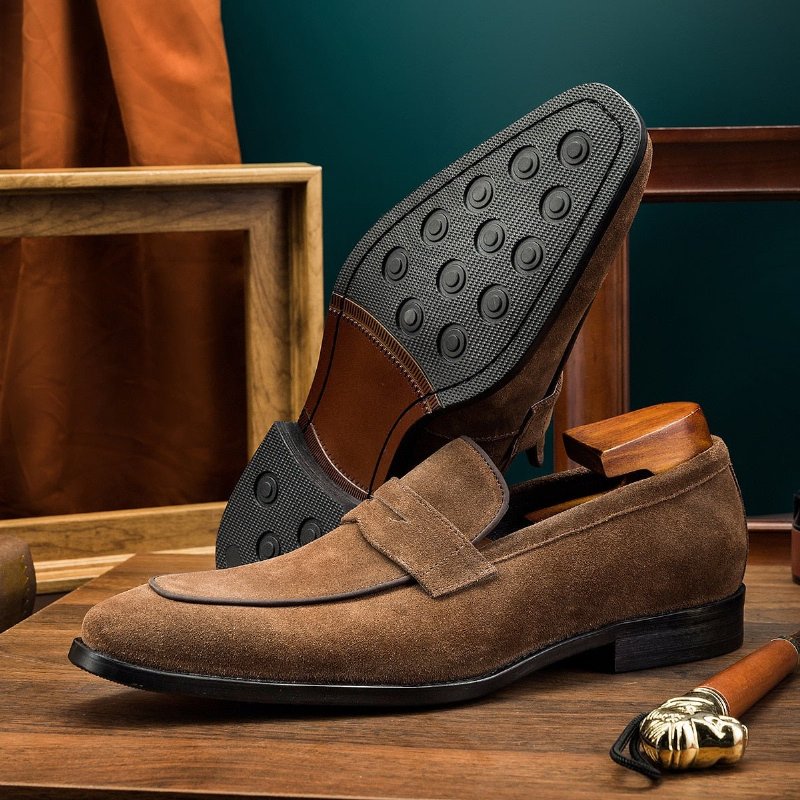 Loafers Heren Chique Instapbrogueschoenen Met Exotisch Patroon - Koffie