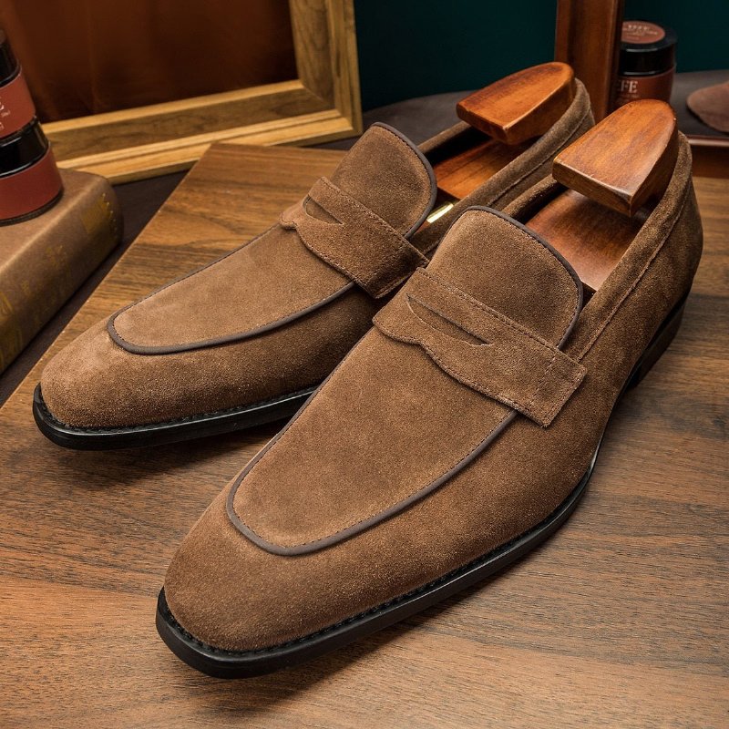 Loafers Heren Chique Instapbrogueschoenen Met Exotisch Patroon - Koffie