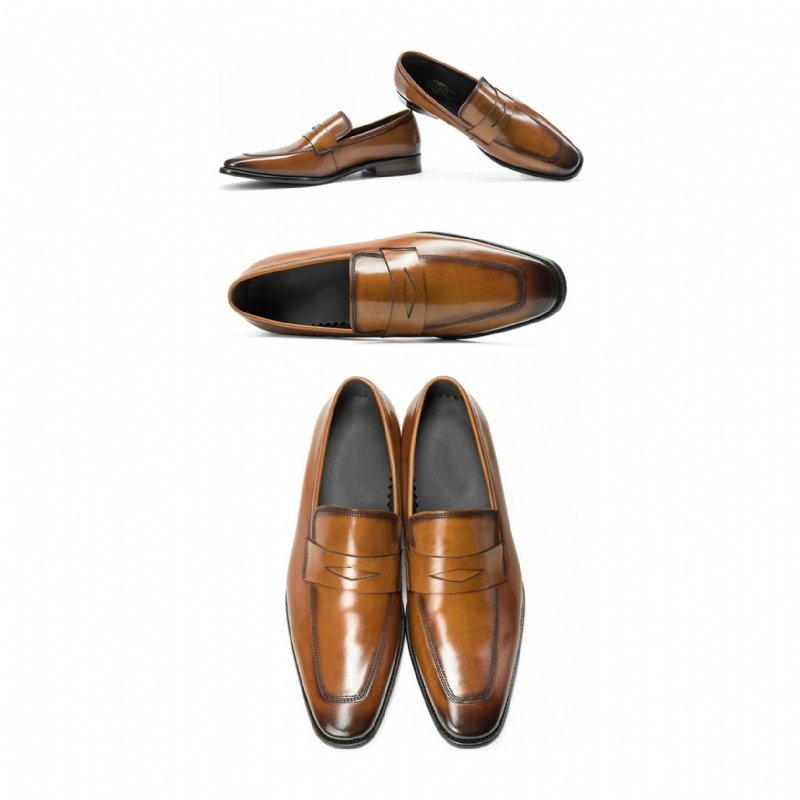 Loafers Heren Exotische Brogueschoenen Met Puntige Neus - Bruin