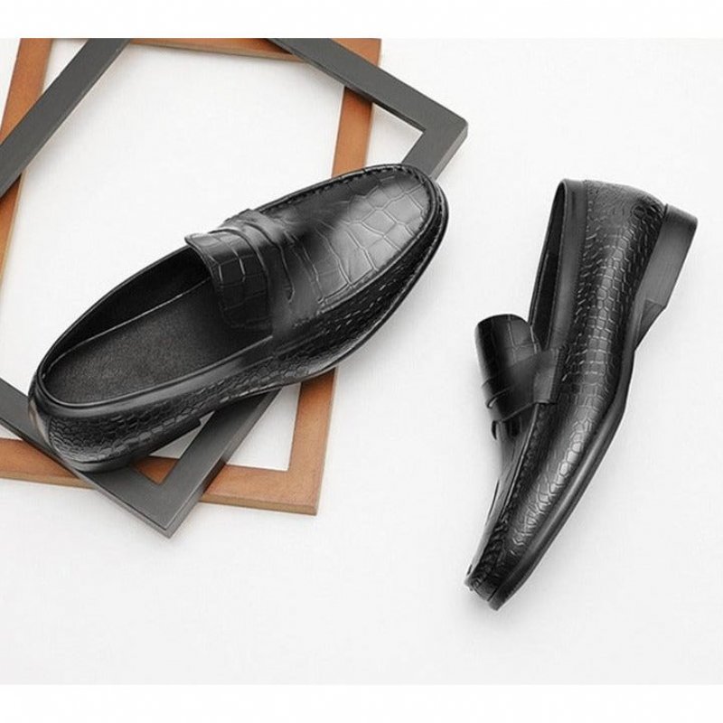 Loafers Heren Luxe Croctex-instapbrogues-loafers - Zwart