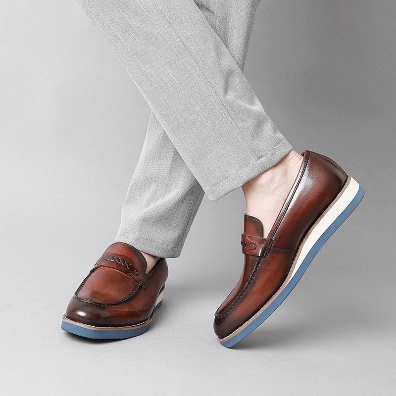 Loafers Heren Onderscheidend Leren Exotische Zakelijke Instappers Bruiloften - Koffie