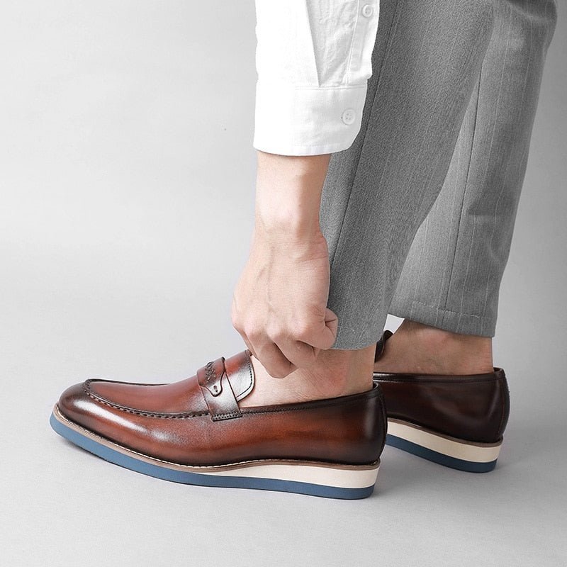 Loafers Heren Onderscheidend Leren Exotische Zakelijke Instappers Bruiloften - Koffie