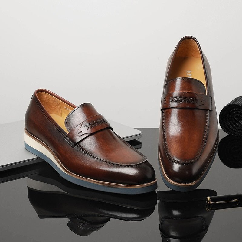 Loafers Heren Onderscheidend Leren Exotische Zakelijke Instappers Bruiloften - Koffie