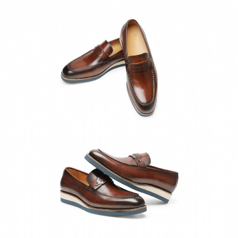 Loafers Heren Onderscheidend Leren Exotische Zakelijke Instappers Bruiloften - Koffie