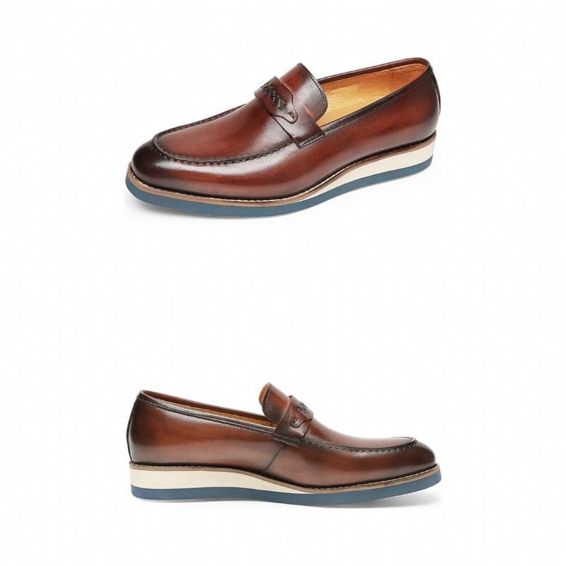 Loafers Heren Onderscheidend Leren Exotische Zakelijke Instappers Bruiloften - Koffie