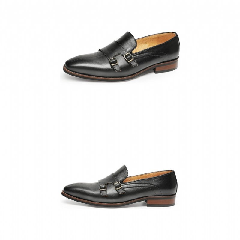 Loafers Heren Verfijnd Exotisch Leer Feestloafers Met Monniksband - Zwart