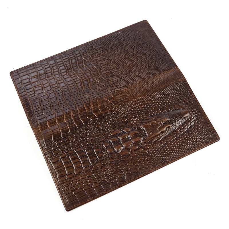 Portemonnees Heren Luxe Krokodillenleer Lange Met Exotisch Patroon - Koffie 2