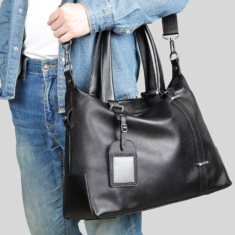 Schoudertassen Heren Elegante Leren Handtas - Zwart