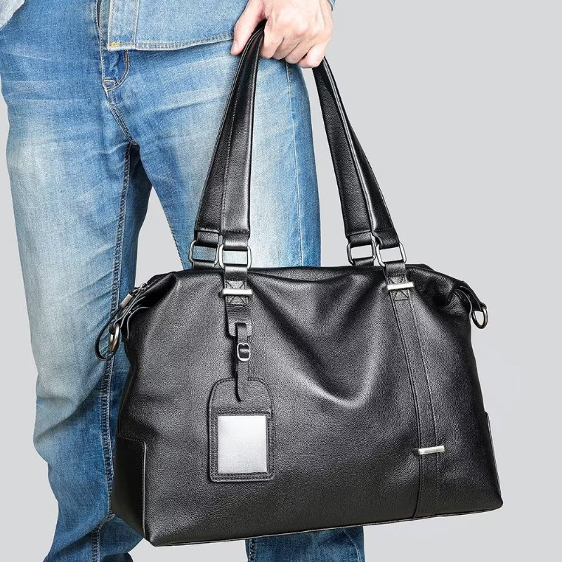Schoudertassen Heren Elegante Leren Handtas - Zwart