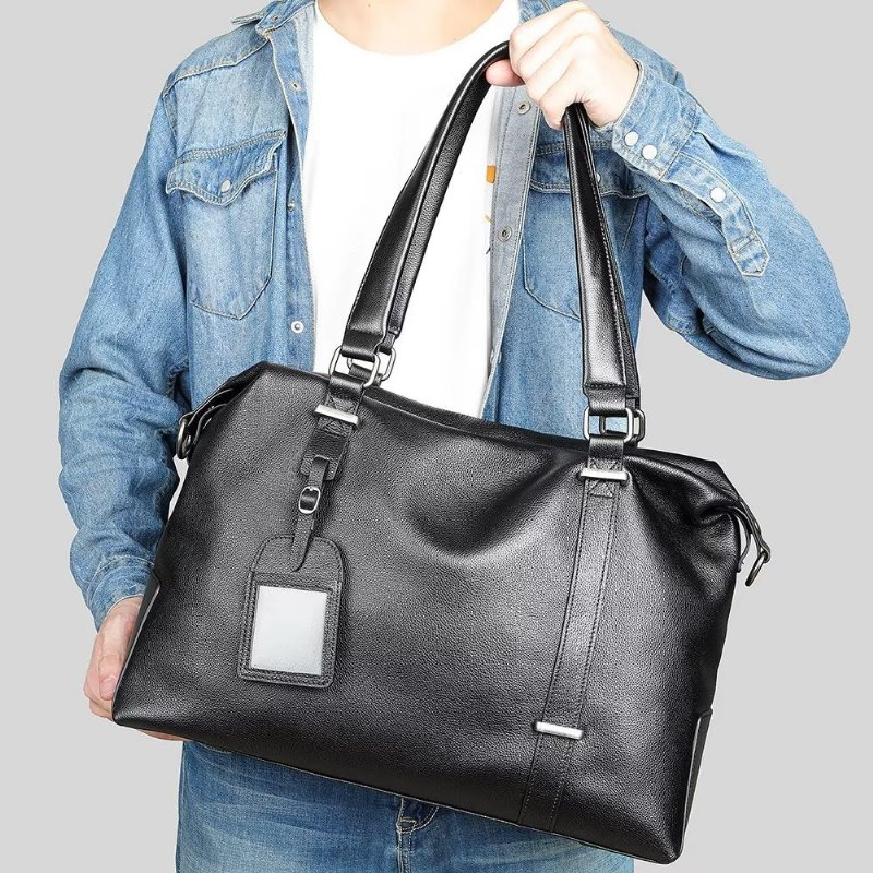 Schoudertassen Heren Elegante Leren Handtas - Zwart