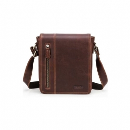 Schoudertassen Heren Luxe Lederen Compacte Crossbodytas Met Flap