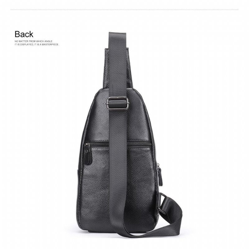 Schoudertassen Heren Luxe Lederen Crossbody Messengertas Met Crocprint - Zwart