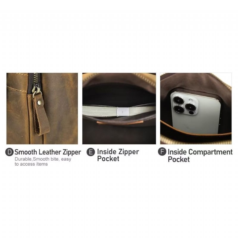 Schoudertassen Heren Luxe Lederen Klassieke Crossbodytas Met Flap - Koffie