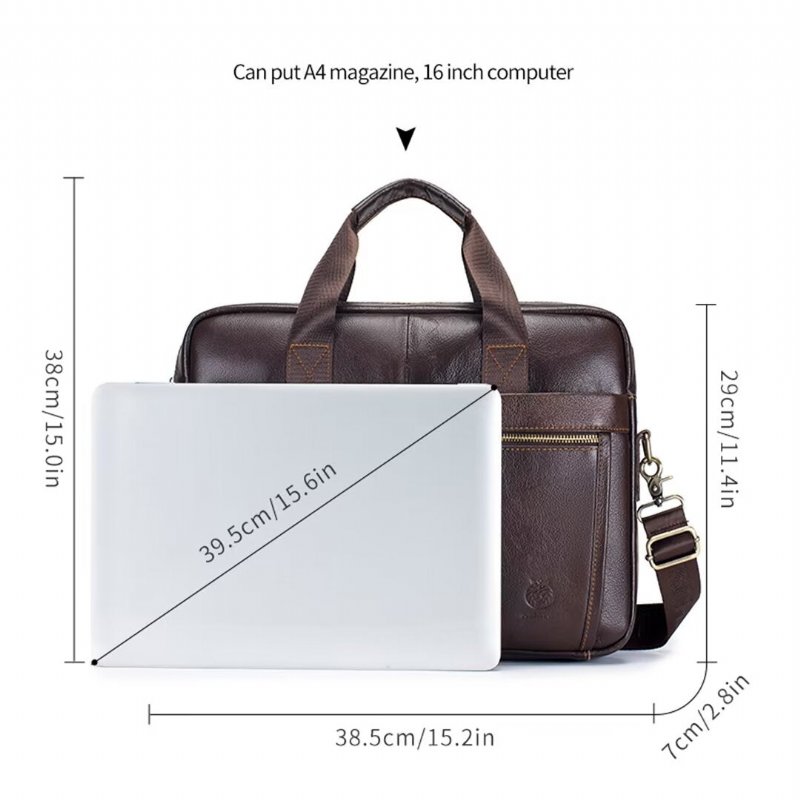 Schoudertassen Heren Vierkante Luxe Leren Organizer - Zwart