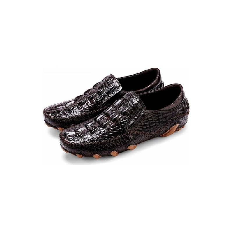 Vrijetijdsschoenen Heren Luxe Instapper Oxford-schoenen Met Alligatortextuur - Zwart
